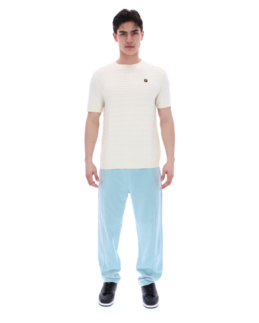 Fila Vintage Men's Don Textured Knit T Shirt Coconut Milk