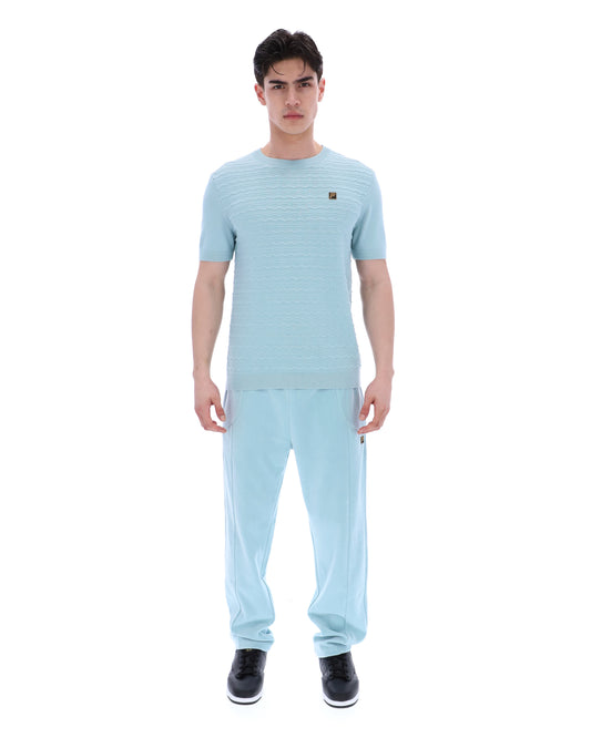 Fila Vintage Men's Don Textured Knit T Shirt Sterling Blue