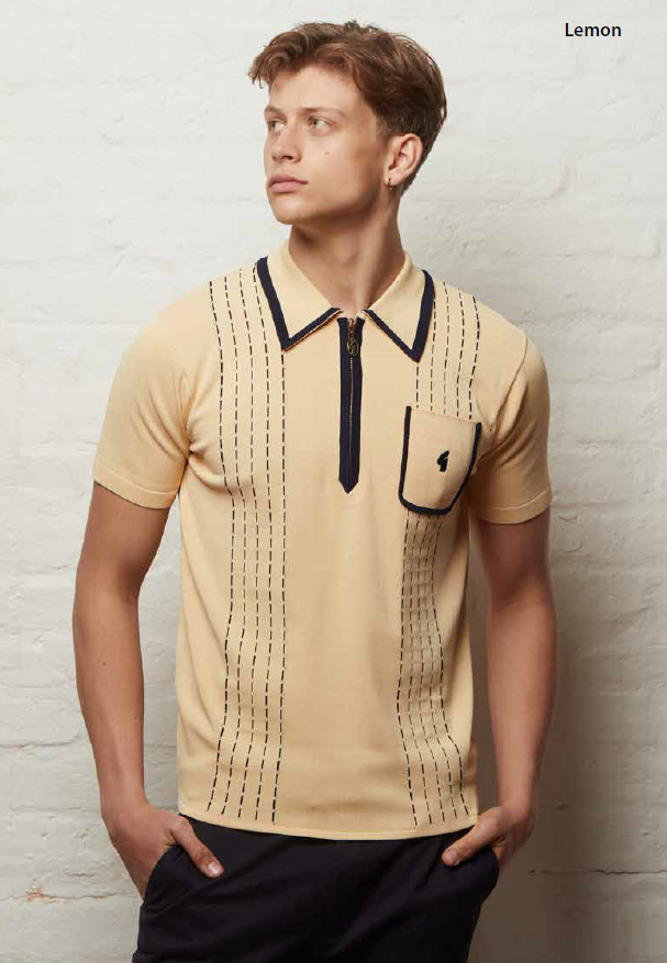 Gabicci Vintage Men's V56GM25 Darron SS Polo Shirt Lemon Yellow
