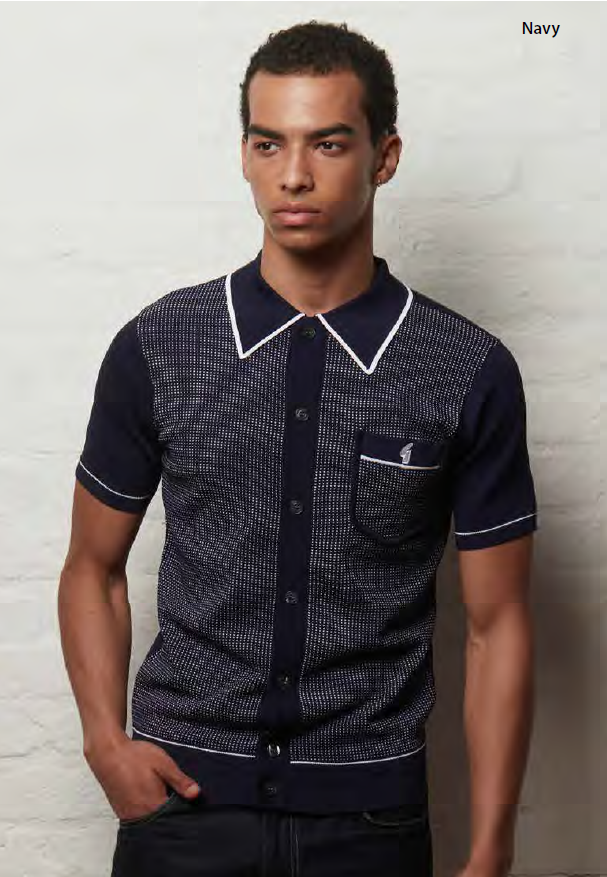 Gabicci Vintage Men's V56GM24 Di Lello SS Polo Shirt Navy Blue