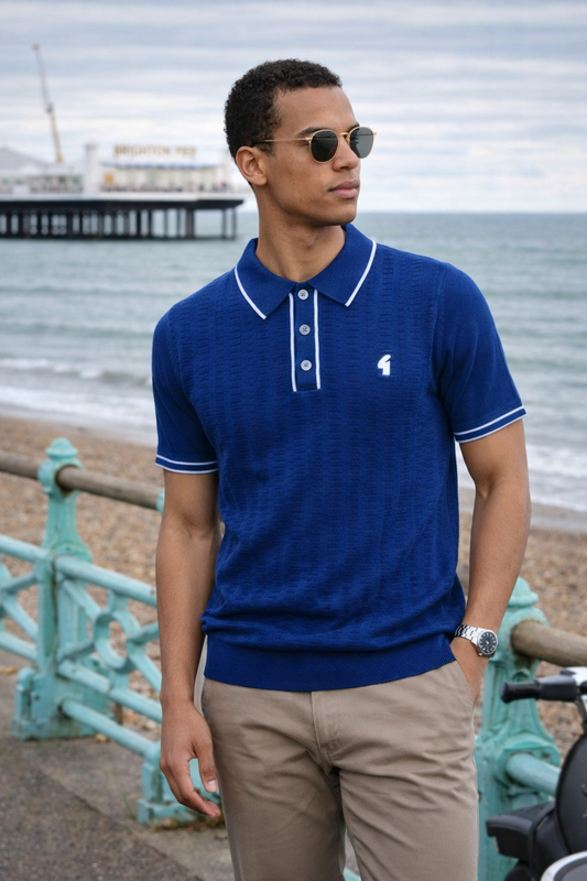 Gabicci Vintage Men's V56GM22 Ronnie SS Polo Shirt Delft Blue