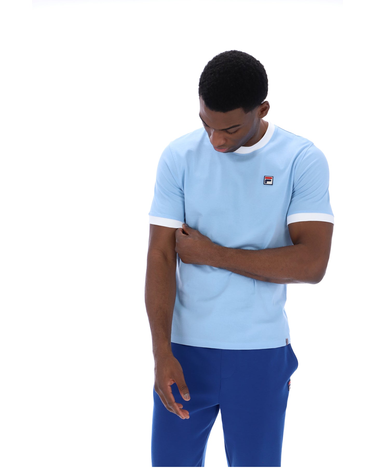 Fila Vintage Men's Marconi Essential Ringer T Shirt Frozen Fjord / White