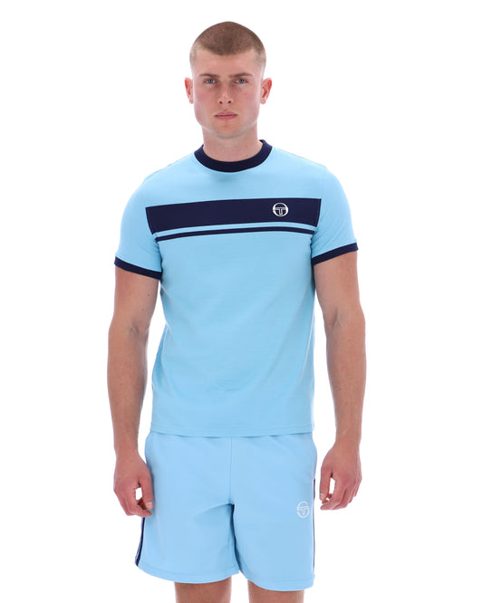Sergio Tacchini Men's STM14593 SS Master Crew Neck T Shirt Baltic Sea Blue