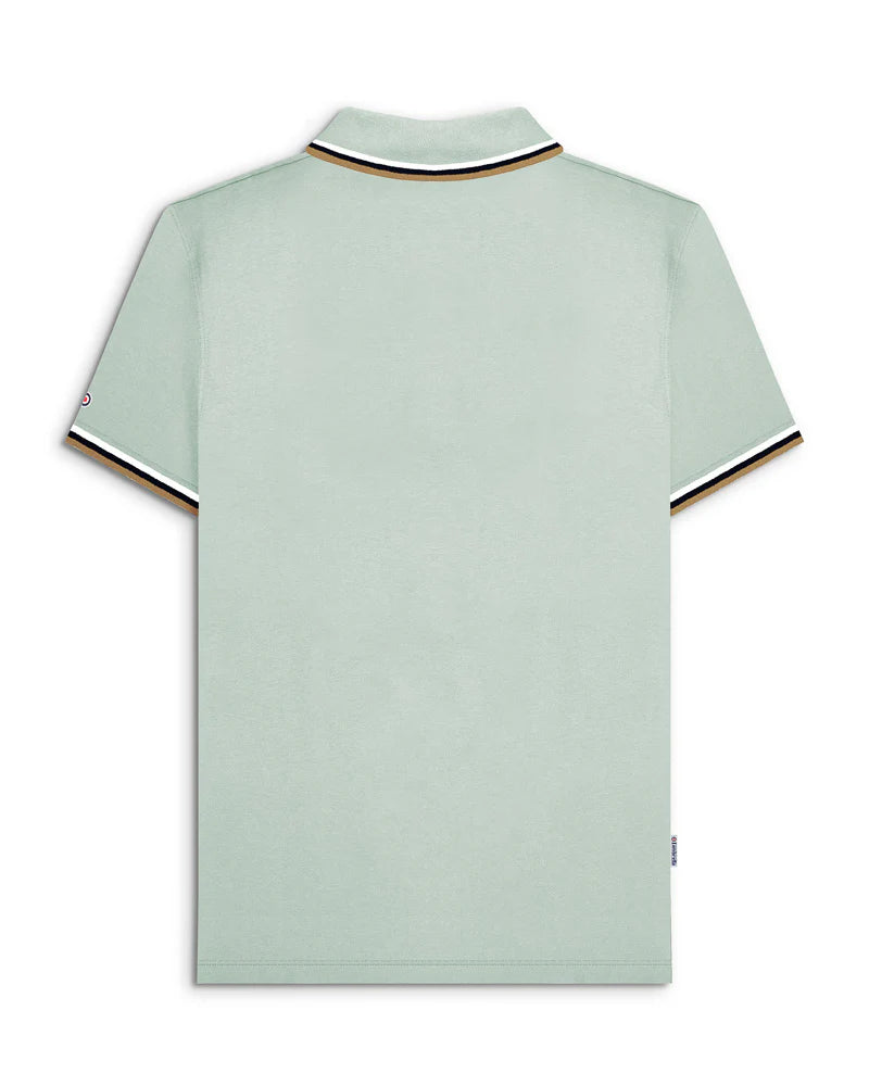 Lambretta Men's SS1650 Triple Tipped Polo Shirt Pale Aqua / White / Sapphire