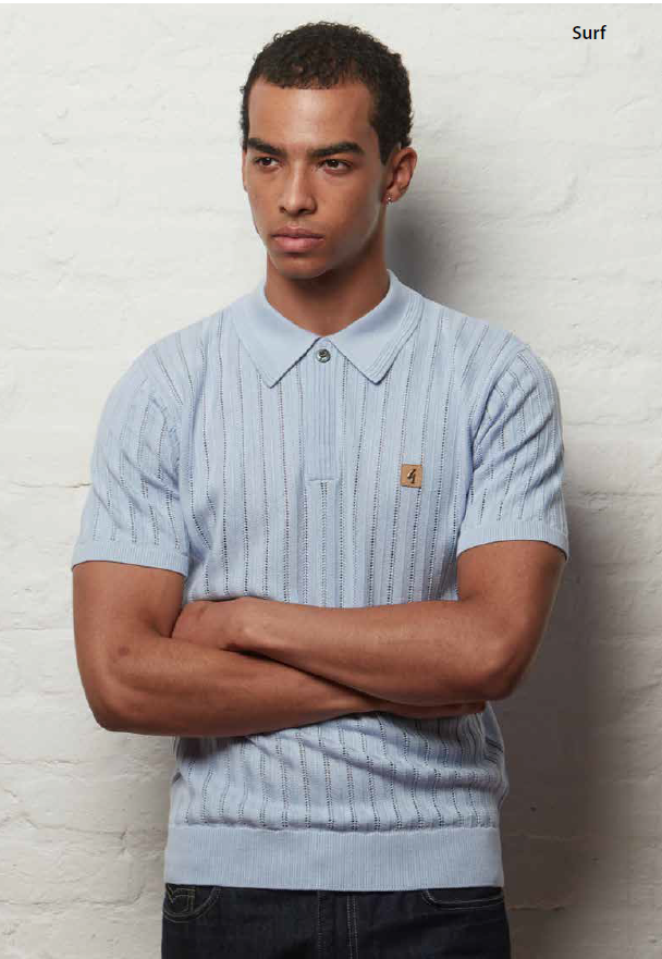 Gabicci Vintage Men's V56GM04 Woodall SS Polo Shirt Surf Blue