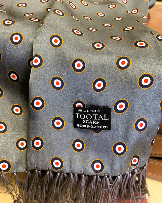 Tootal Men's TV2915 Mod Roundal Target Silk Scarf Gunmetal Grey