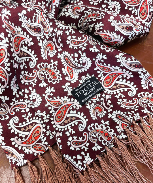 Tootal Men's TV5927 Paisley Silk Scarf Wine Burgundy