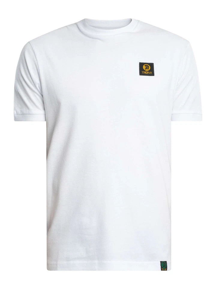 Trojan Records Men's TC1050 Plain Badged T Shirt White