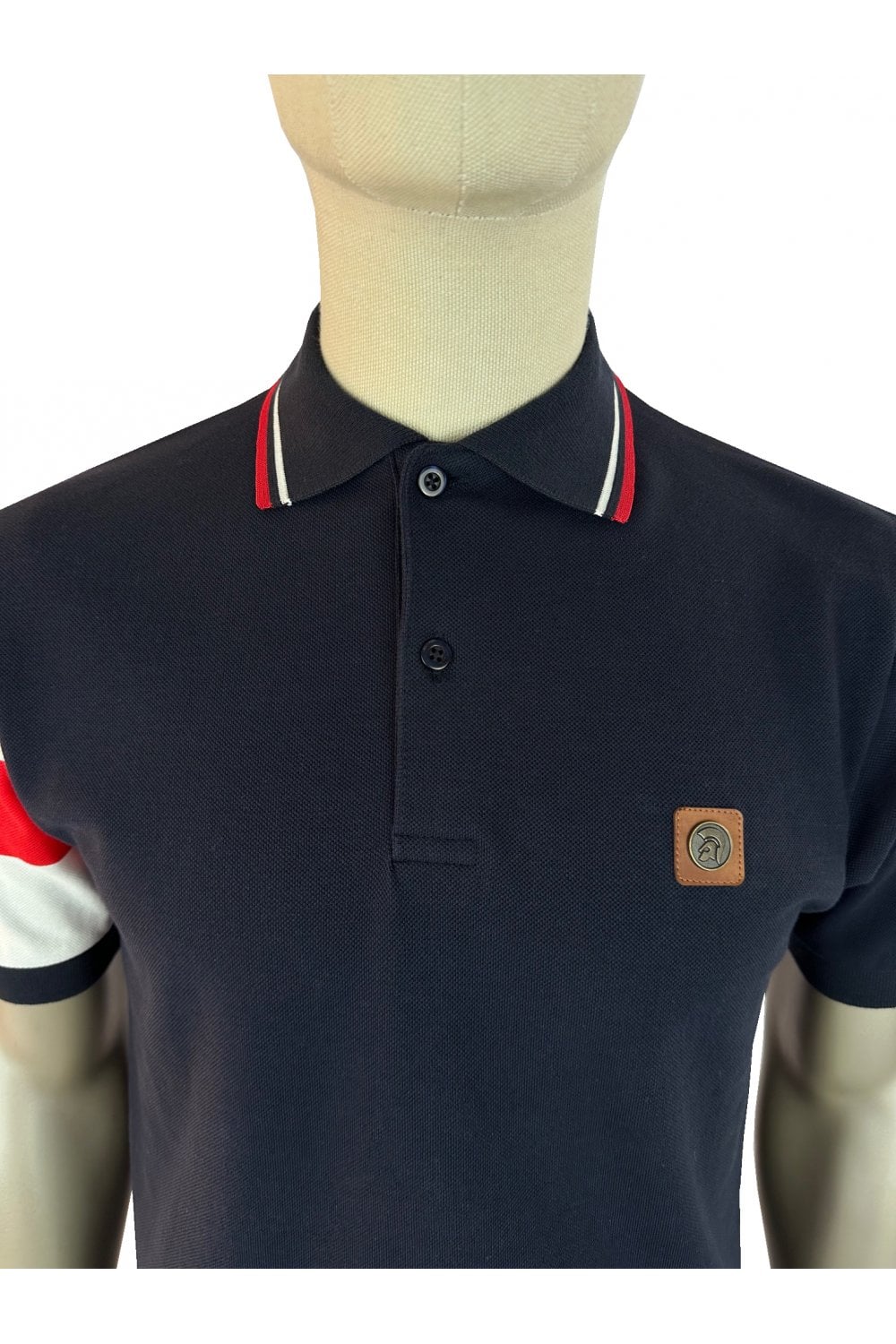 Trojan Records Men's TR9022/TR9073 Flag Sleeve Pique Polo Shirt St George's Navy
