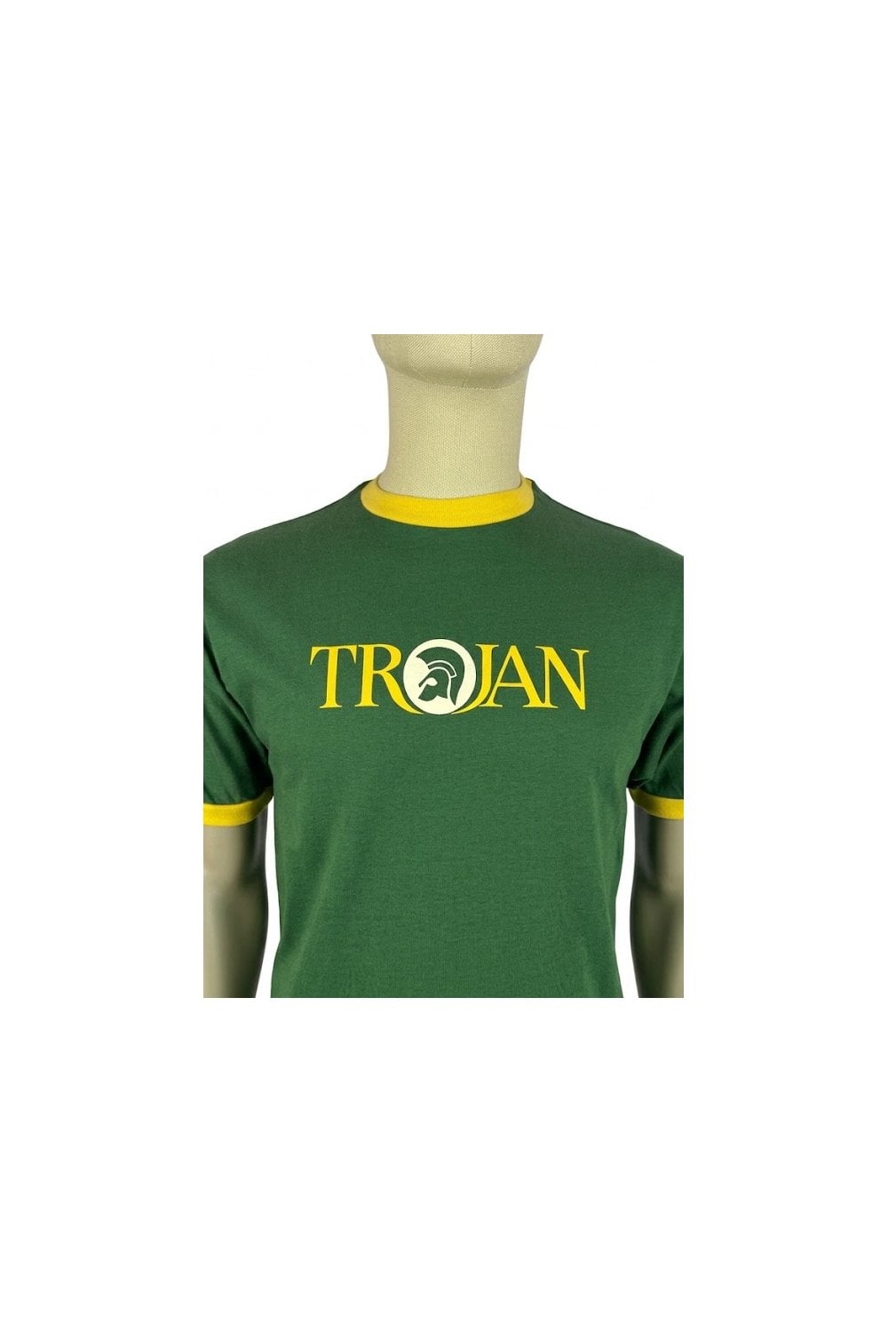 Trojan Records Men's TC1014 Logo Ringer T Shirt Green