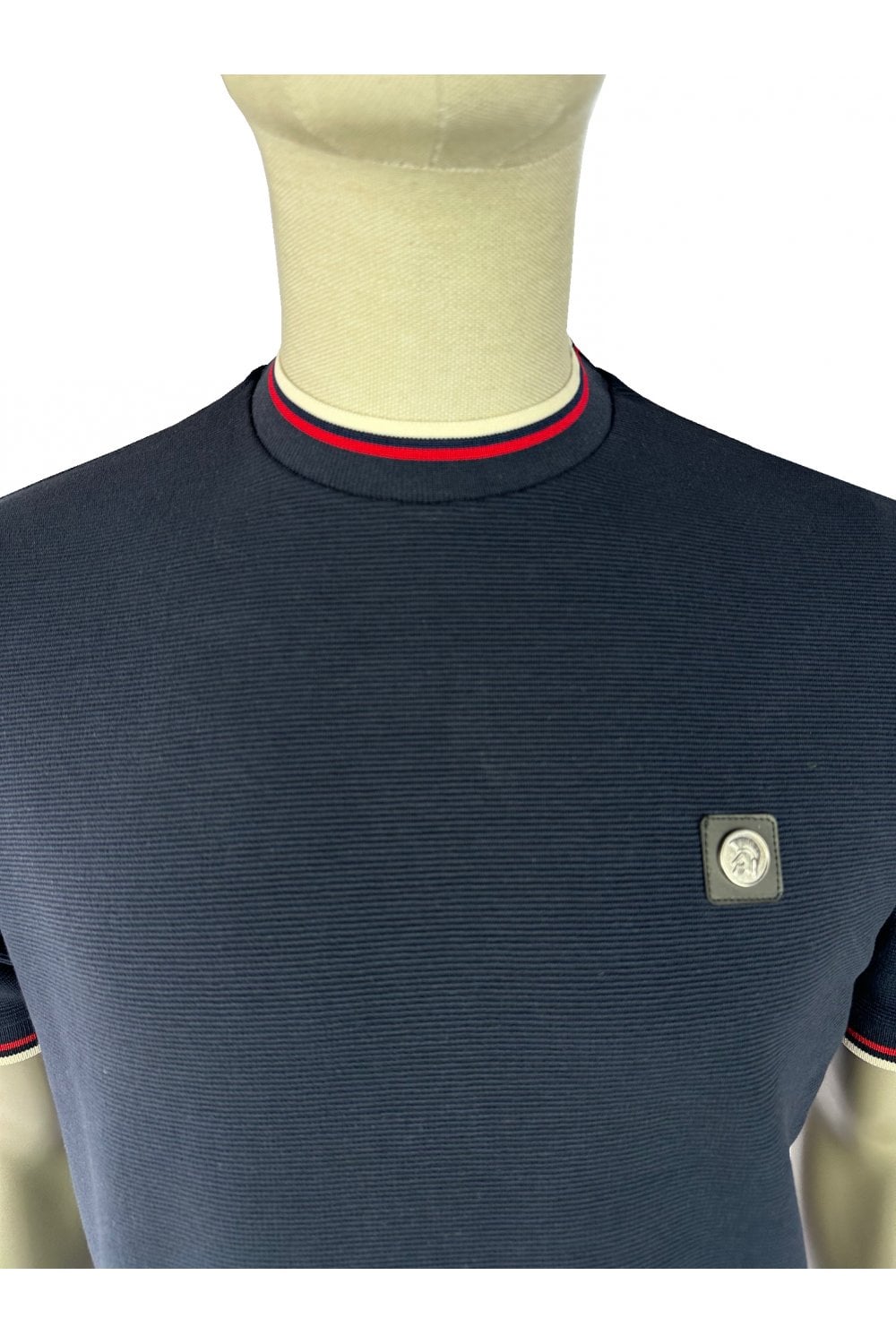 Trojan Records Men's TR9089 Ottoman Rib Tee Shirt Navy Blue