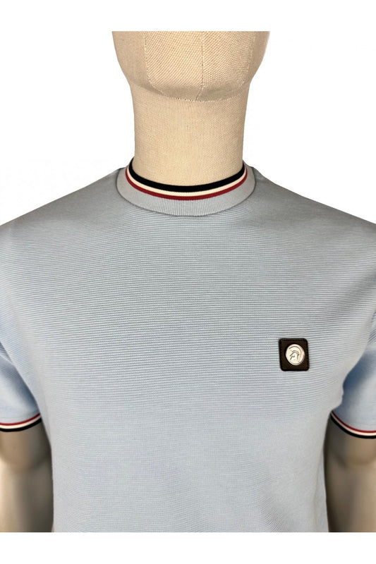 Trojan Records Men's TR9089 Ottoman Rib Tee Shirt Powder Blue