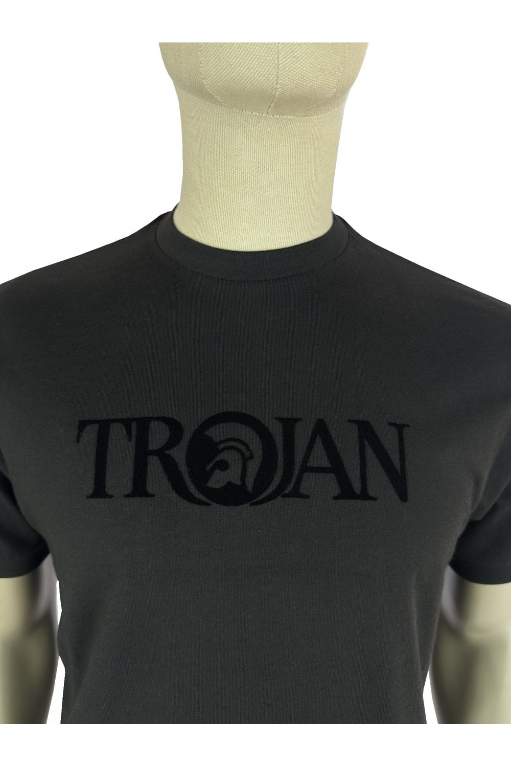 Trojan Records Men's TR9139 Self-Flock Print Logo Tee Black