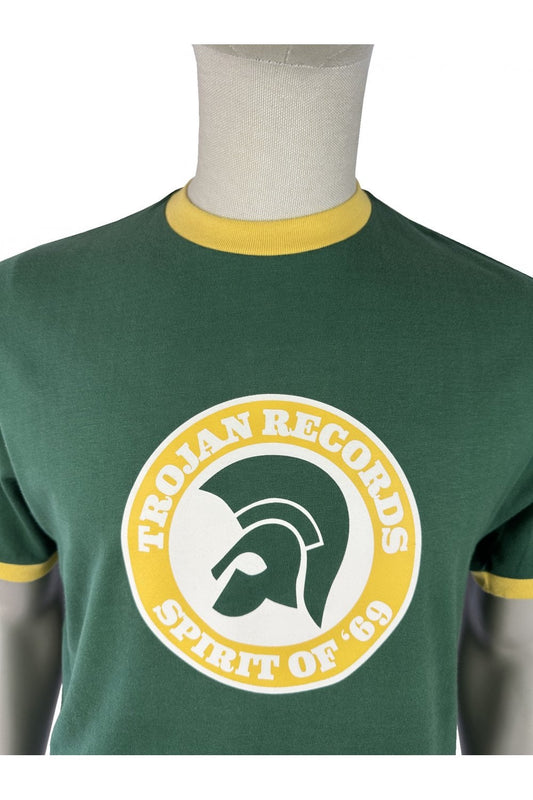Trojan Records Men's TC1006 Spirit Of '69 Logo Tee Shirt Green