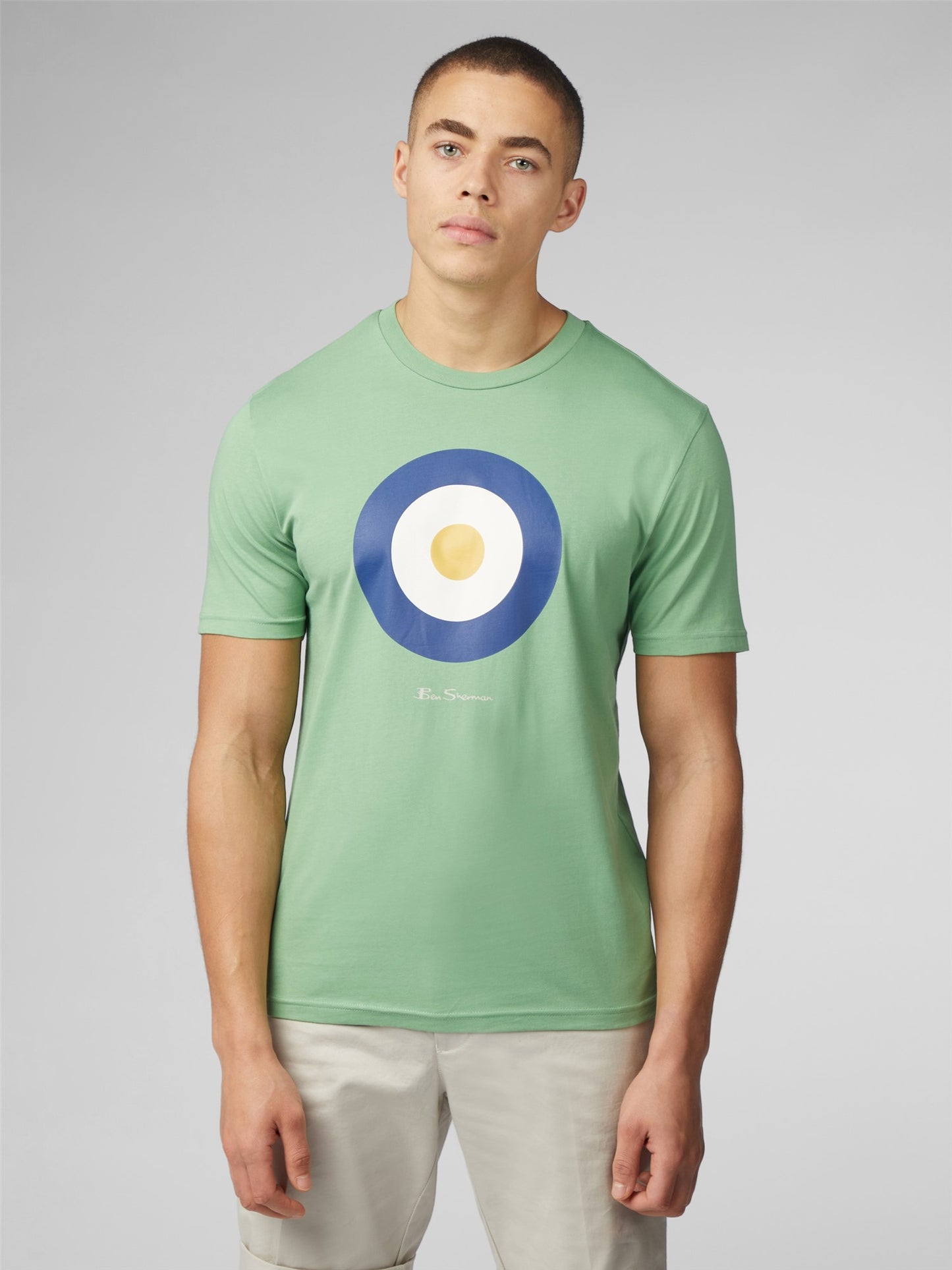 Ben Sherman Men's 0065093 SS Signature Target T-Shirt Light Green