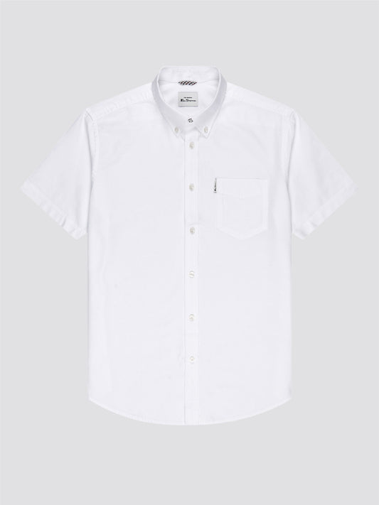 Ben Sherman Men's 1012489 SS Signature Oxford Shirt White