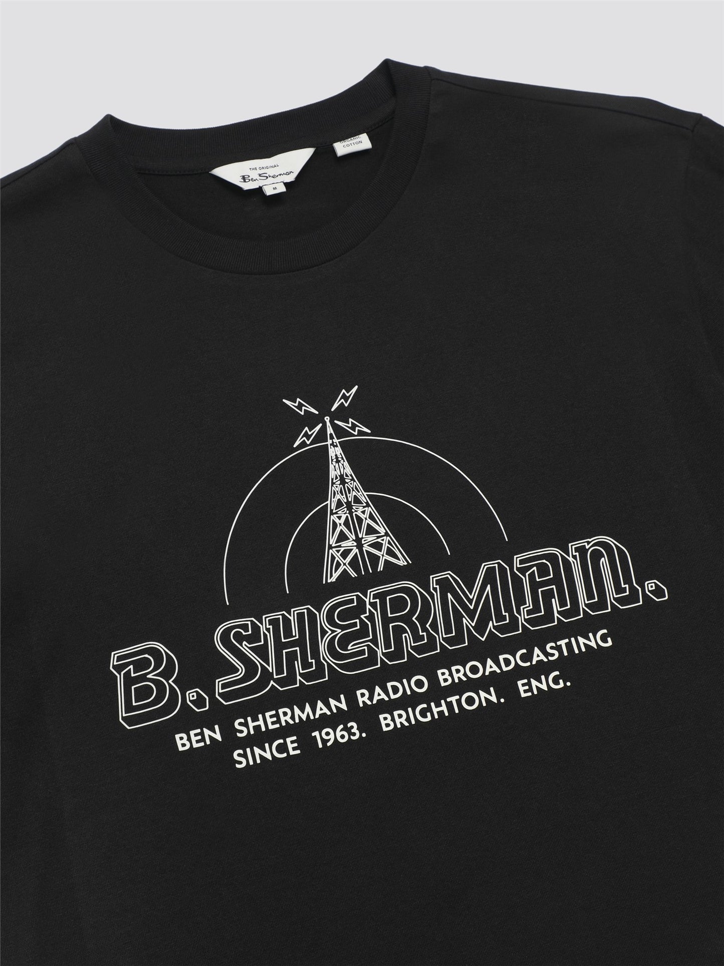 Ben Sherman Men's 0076120 SS Radio Tower Band T-Shirt Black