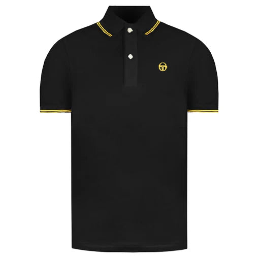 Sergio Tacchini Men's SS 020 Tipped Polo Shirt Black Gold