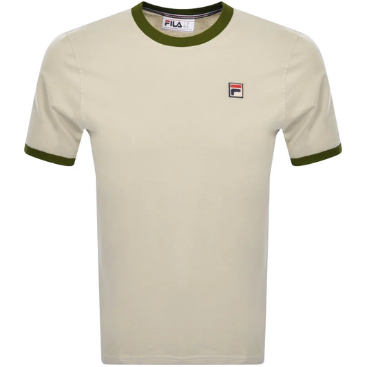 Fila Vintage Men's Marconi Essential Ringer T Shirt Gardenia / Chive