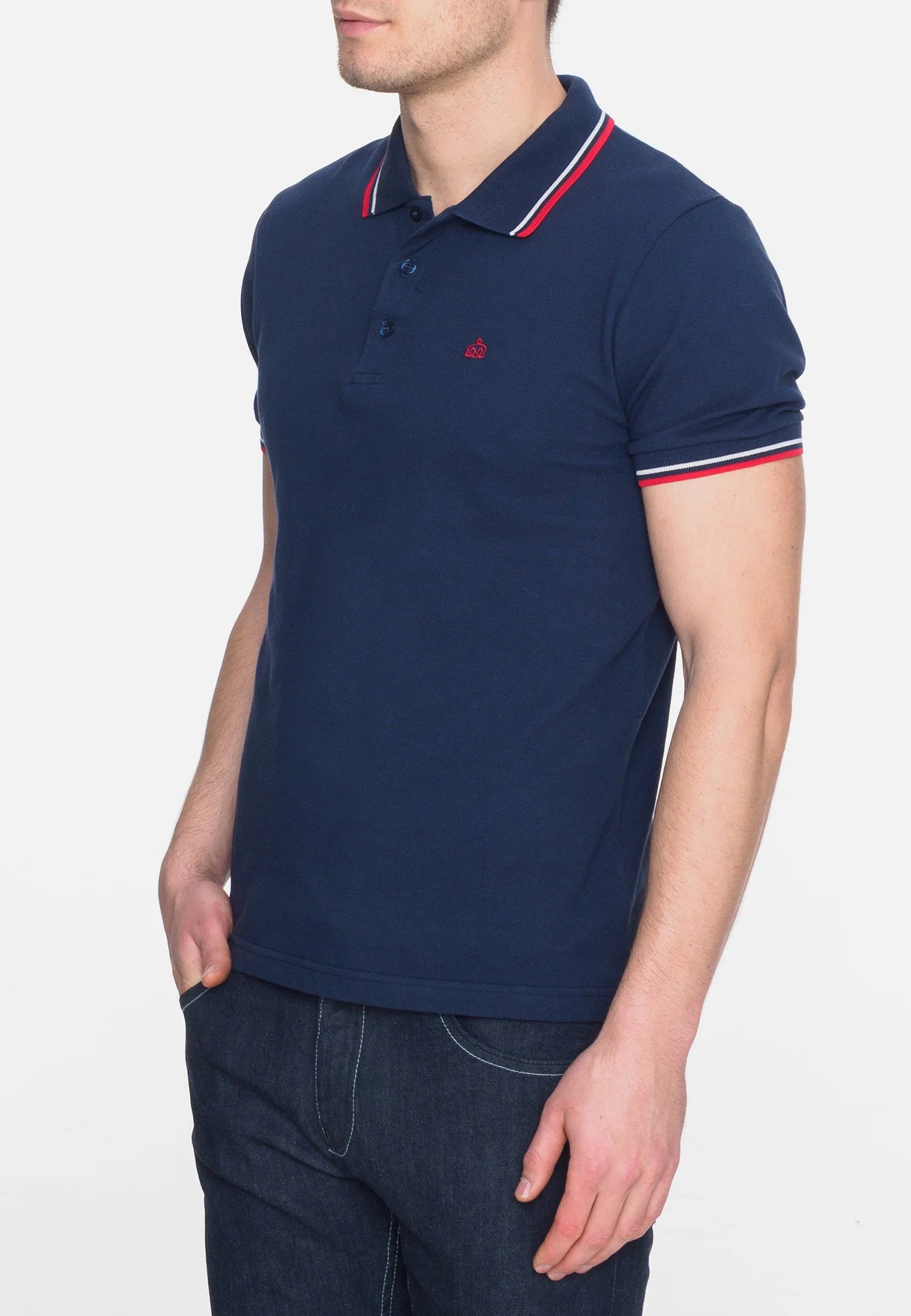 Merc Men's Card Tipped Polo Shirt Navy / Blood Red