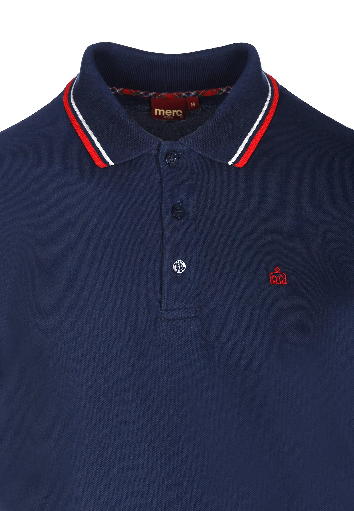 Merc Men's Card Tipped Polo Shirt Navy / Blood Red