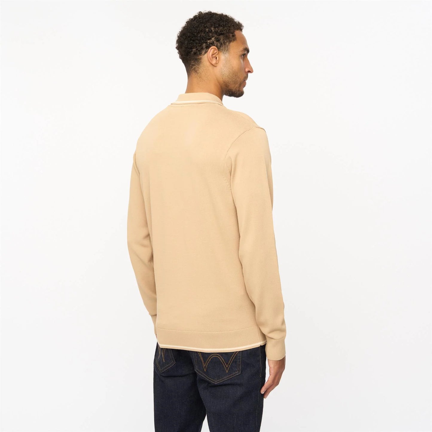 Gabicci Vintage Men's V55GM24 Ned L/S Polo Shirt Nutmeg