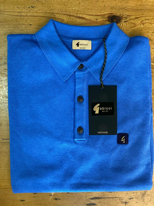 Gabicci Vintage Men's V52GK04 Jackson SS Polo Shirt Thames Blue