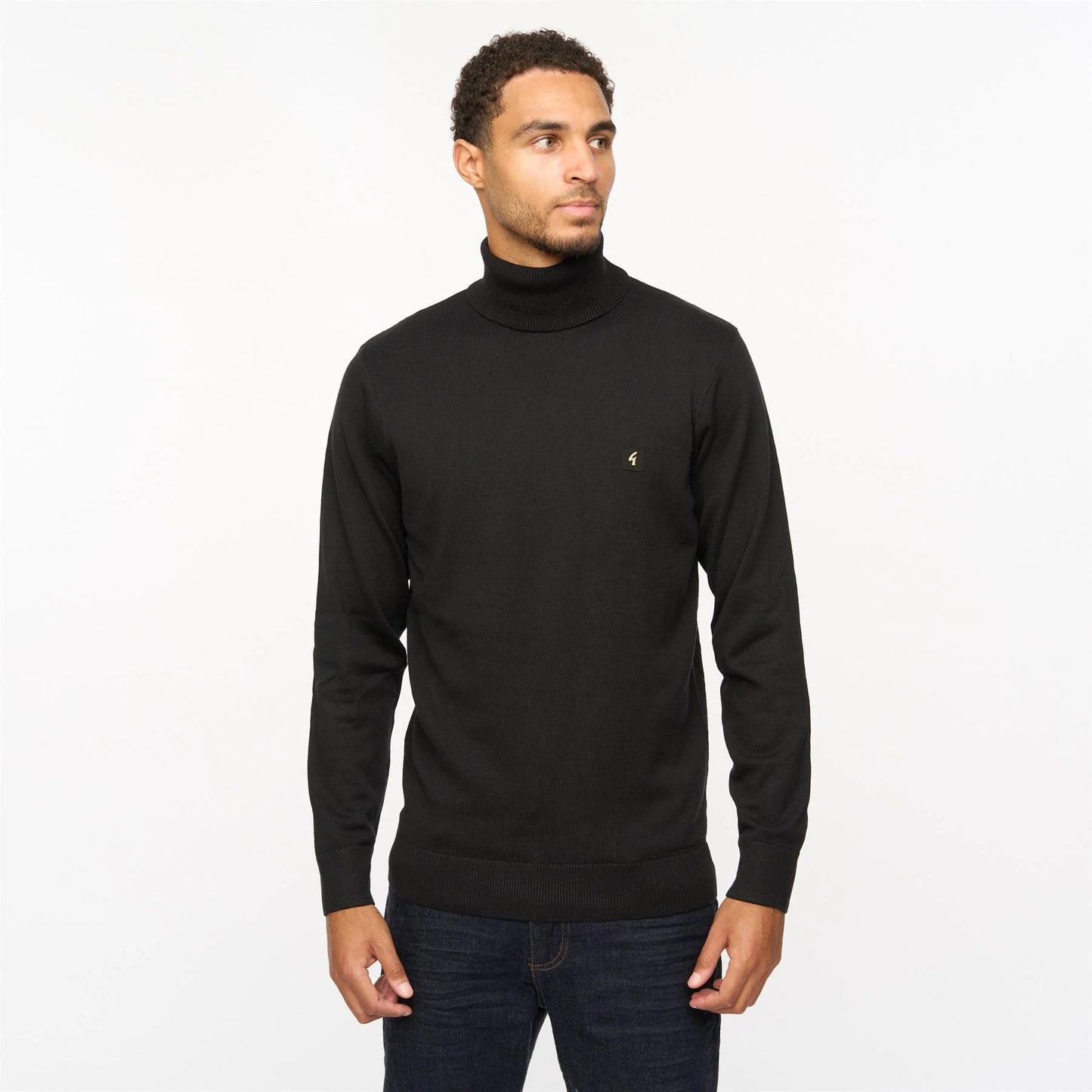 Gabicci Vintage Men's V55GK09 Ricardo Roll Neck Knit Jumper Black