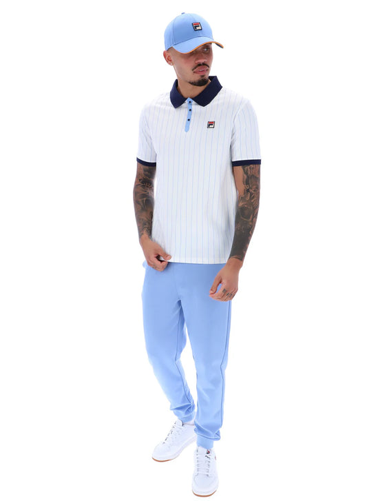 Fila Vintage Men's BB1 Classic Vintage Stripped Polo Shirt White Navy Vista