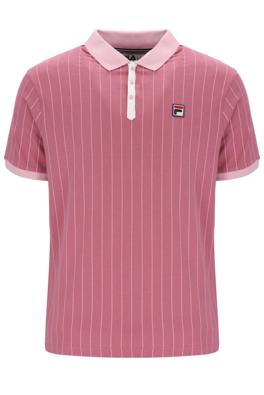 Fila Vintage Men's BB1 Classic Vintage Stripped Polo Shirt Heather Rose