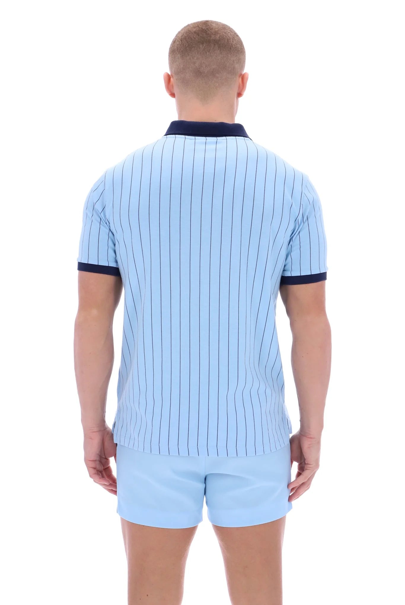 Fila Vintage Men's BB1 Classic Vintage Stripped Polo Shirt Blue Bell