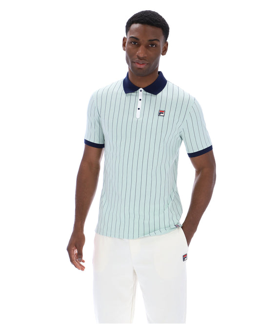 Fila Vintage Men's BB1 Classic Vintage Stripped Polo Shirt Surf Spray / Fila Navy / White
