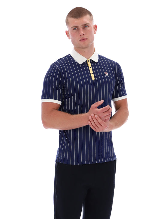 Fila Vintage Men's BB1 Classic Vintage Stripped Polo Shirt Fila Navy / Raffia