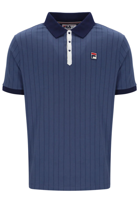 Fila Vintage Men's BB1 Classic Vintage Stripped Polo Shirt Vintage Indigo / Gardenia