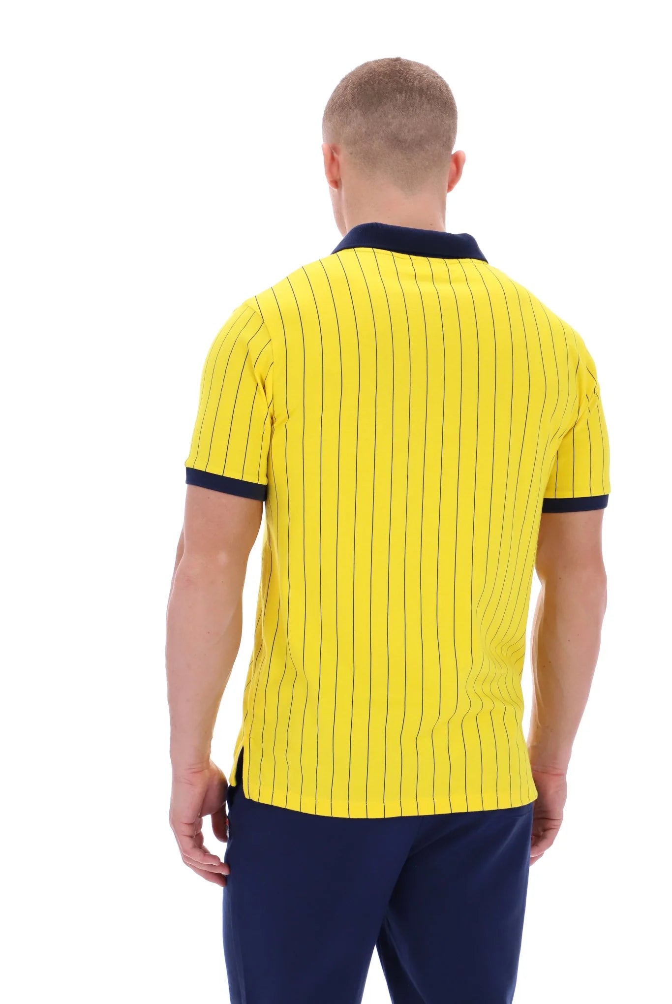 Fila Vintage Men's BB1 Classic Vintage Stripped Polo Shirt High Visibility Yellow