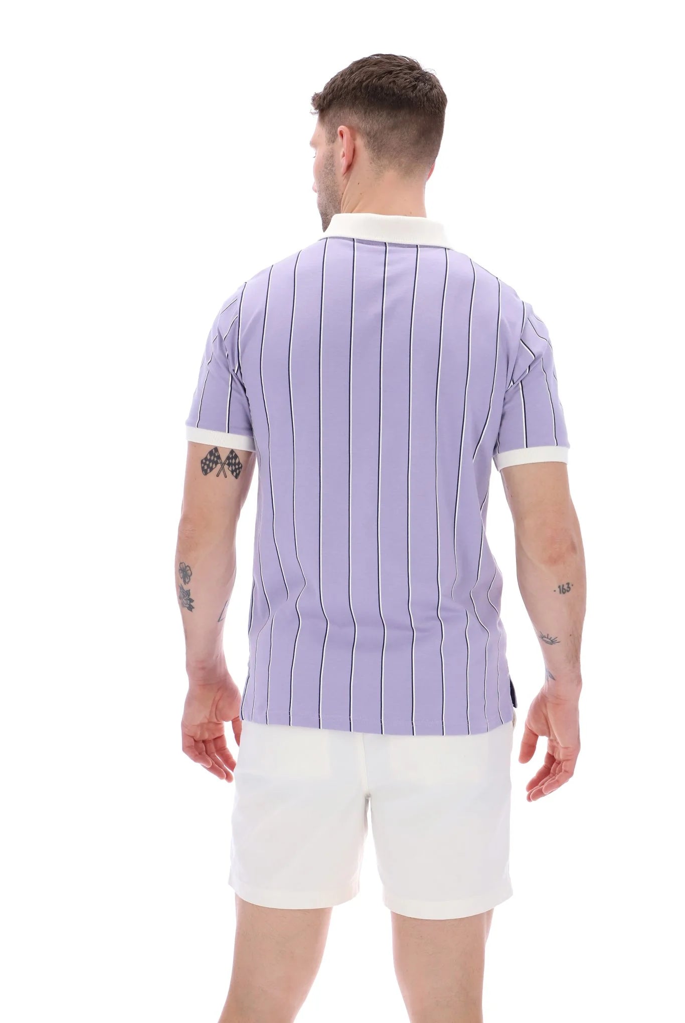 Fila Vintage Men's Brett Double Stripe BB1 Polo Shirt Wisteria Lilac