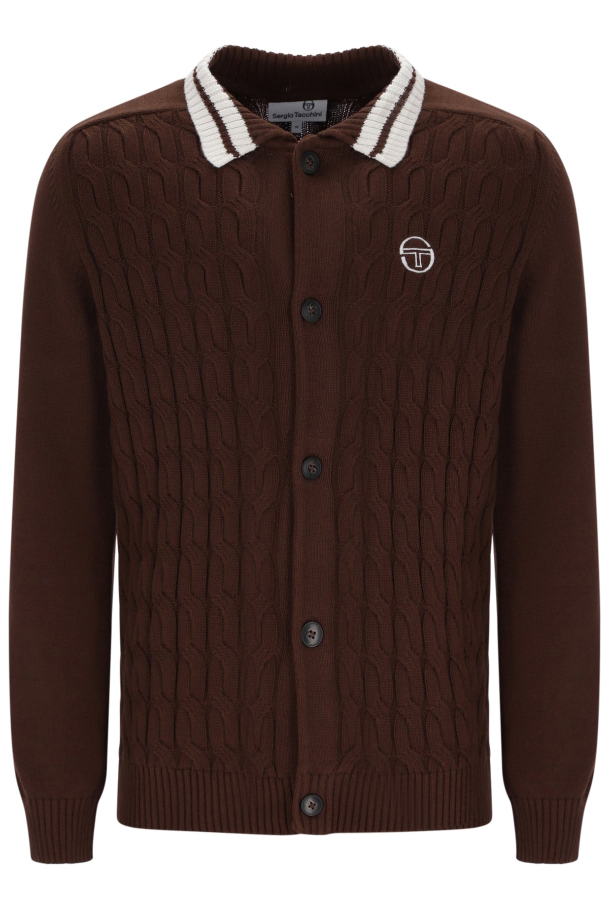 Sergio Tacchini Brutta Knitted Cardigan Potting Soil / Gardenia