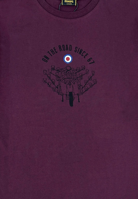Merc Men's Crane Crew Neck T Shirt Deep Red