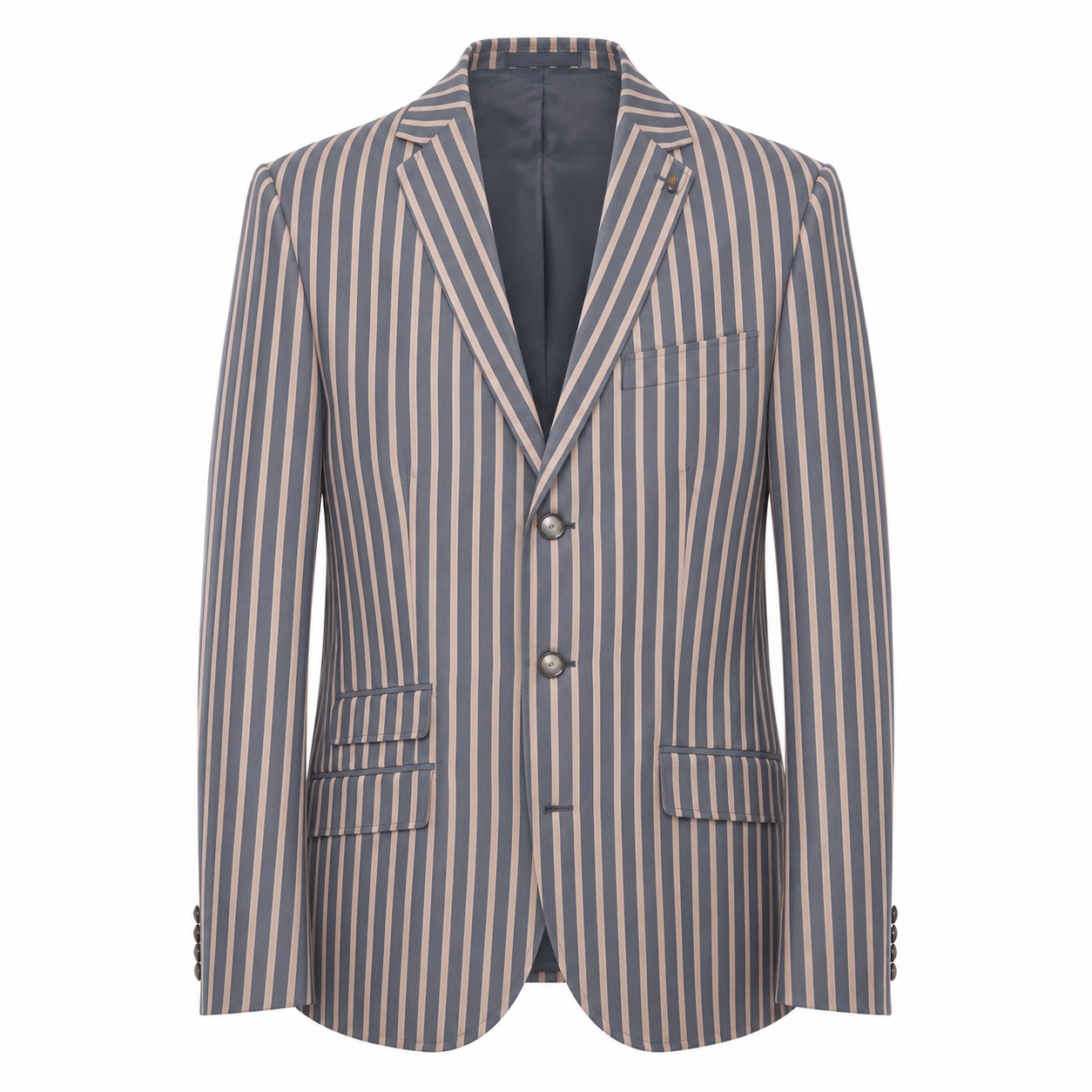 Gabicci Vintage Men's V54GJ04 Henley Stripe Blazer Navy Blue