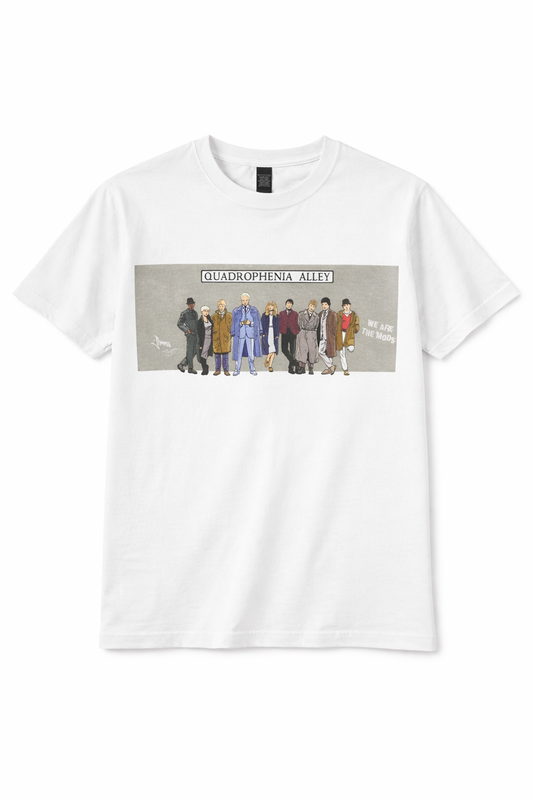 Quadrophenia Alley Men's Exclusive Icon Quadrophenia Cast Print T-Shirt White