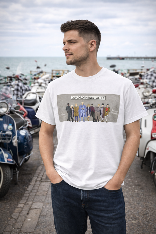 Quadrophenia Alley Men's Exclusive Icon Quadrophenia Cast Print T-Shirt White