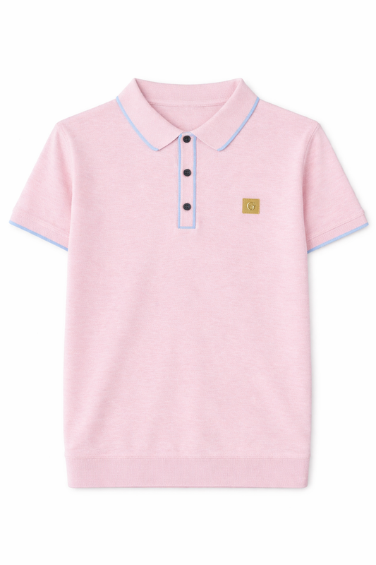 Gabicci Vintage Men's V56GM08 Lineker Tipped SS Polo Shirt Candy Pink