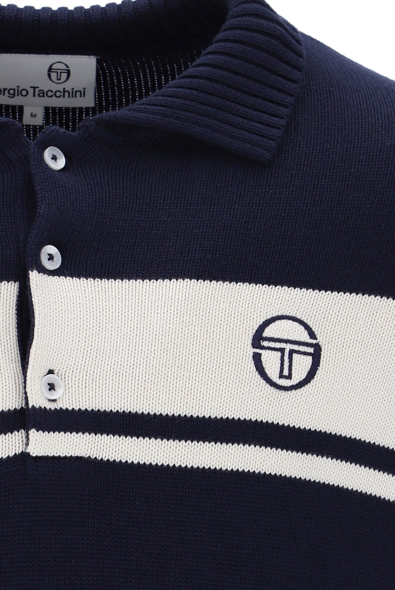 Sergio Tacchini Men's Damarindo Knitted Polo Shirt Maritime Blue / Gardenia
