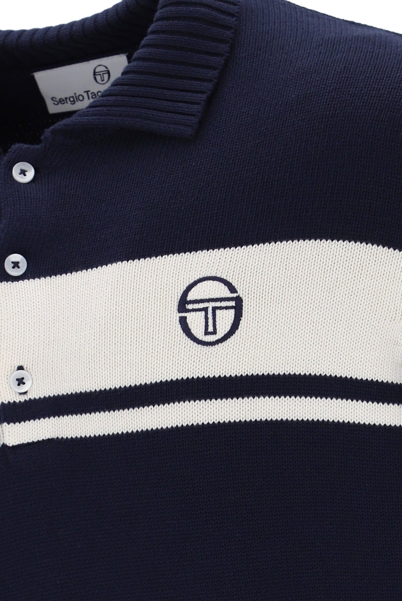 Sergio Tacchini Men's Damarindo Knitted Polo Shirt Maritime Blue / Gardenia