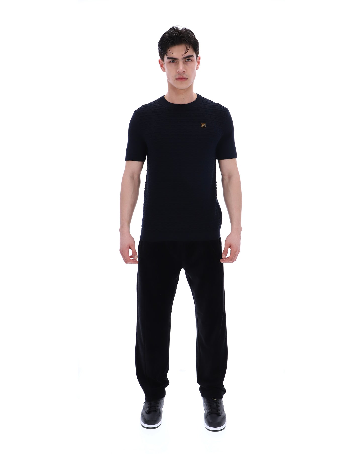 Fila Vintage Men's Don Textured Knit T Shirt Black