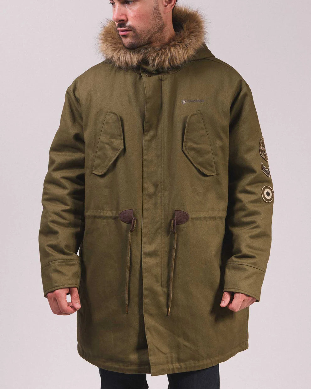 Lambretta Men's LAMDS010 Cotton Canvas Parka Khaki Green