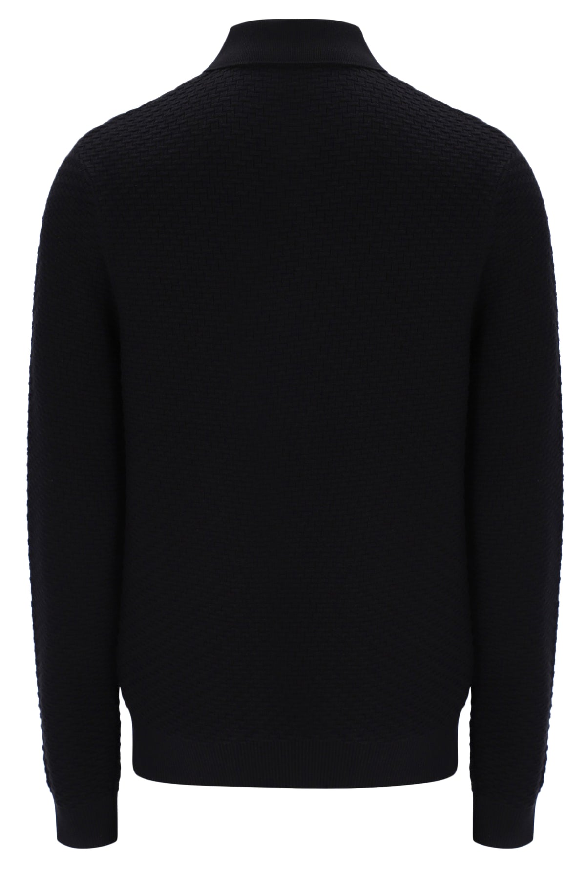 Fila Vintage Elia Brick Knit Long Sleeve Polo Shirt Black