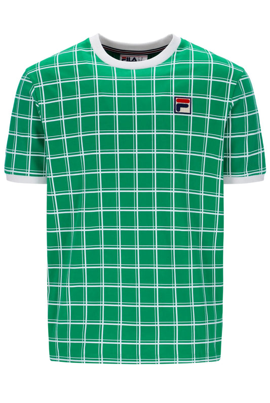 Fila Vintage Men's Freddie Check Contrast Rib T Shirt Jellybean Green