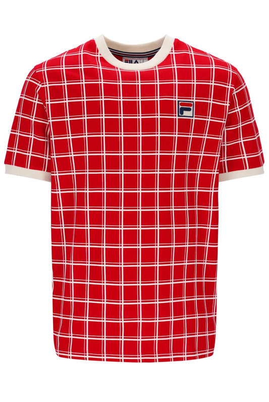 Fila Vintage Men's Freddie Check Contrast Rib T Shirt Fila Red