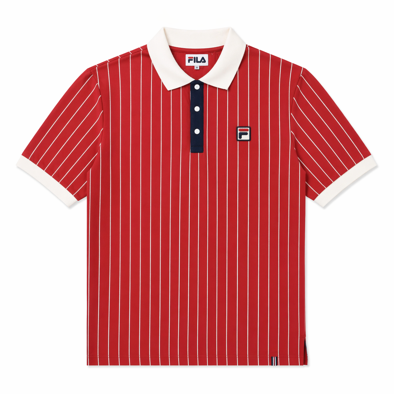 Fila Vintage Men's BB1 Classic Vintage Stripped Polo Shirt Garnet Red